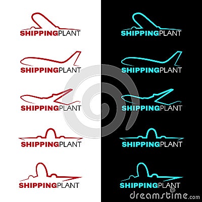 Red and blue sky airplane logo vector design Vector Illustration