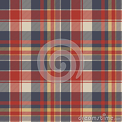 Red blue tartan fabric texture seamless pattern Vector Illustration