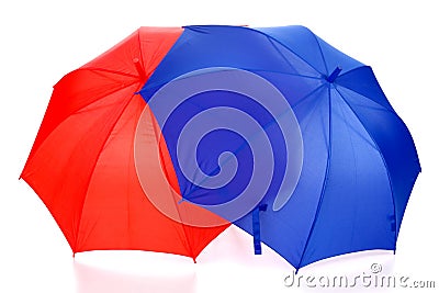 Red and blue umbrella Stock Photo