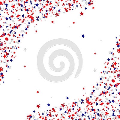 Red, blue and white stars in corners, national USA flag colors. Vector Illustration