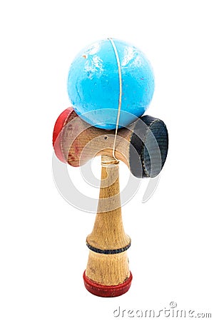 Red and Blue Wooden Kendama Stock Photo