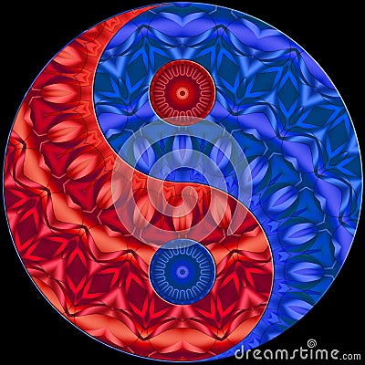 Red Blue Ying Yang Stock Photo