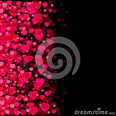 Red blurry hearts Vector Illustration