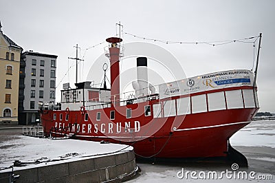A red boat, Helsinki Editorial Stock Photo
