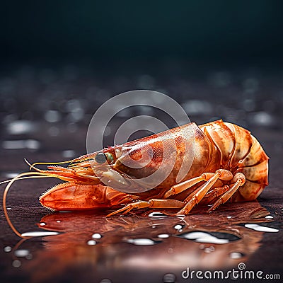 Red boiled shrimp on a shiny background Stock Photo