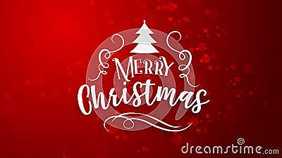 Red background with Merry Christmas greeting Vector Illustration
