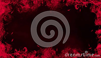 Red border from smoke. Frame line ornament with misty fog effect for film , text or space Stock Photo