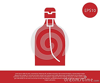 Red Bottle of liquid antibacterial soap with dispenser icon isolated on white background. Disinfection, hygiene, skin care. Vector Stock Photo
