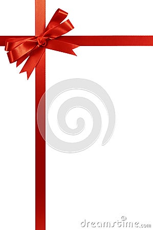 Red bow christmas gift ribbon vertical Stock Photo