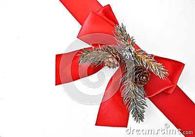 Red bow and ribbon decoration Stock Photo