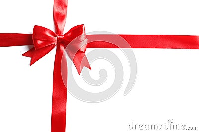 Red bow and ribbon isolated on white background. Stock Photo