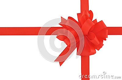 Red bow and ribbon on pure white background Stock Photo