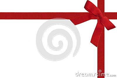 Red Bow and Ribbon on White Stock Photo