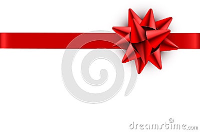 Red bow satin ribbon isolated on white background with clipping path for gift box wrap and holiday card design Vector Illustration