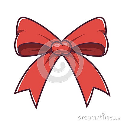 Red bow vector illustration. white background Vector Illustration