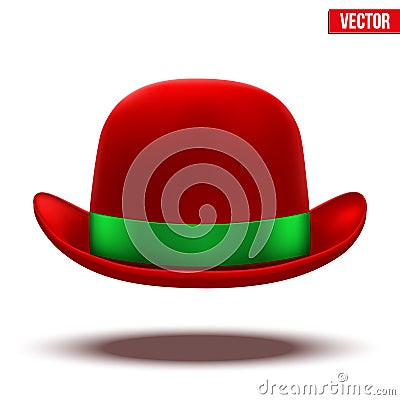 Red bowler hat on a white background. vector Vector Illustration