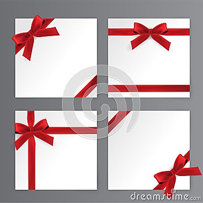 Red Bows, Red Ribbon Vector Illustration