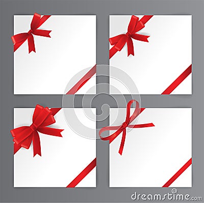 Red Bows, Red Ribbon Vector Illustration