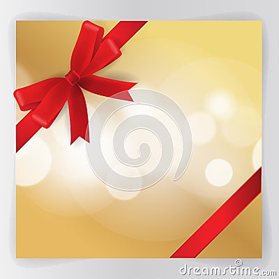 Red Bows, Red Ribbon with Gold Background Vector Illustration