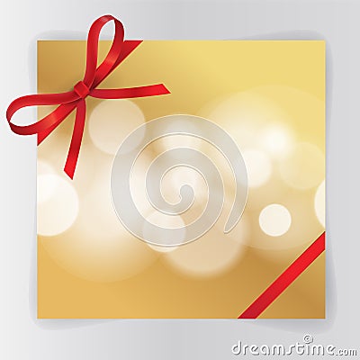 Red Bows, Red Ribbon with Gold Background Vector Illustration