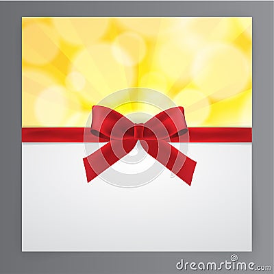 Red bows with yellow bokeh background Vector Illustration