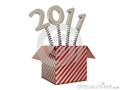 Red box with 2011 text Stock Photo