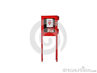 Red Box - Automated external defibrillator Cabinet with Clipping path Stock Photo