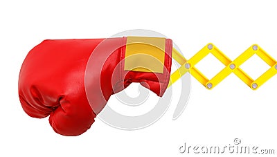 Red Boxing Glove Concertina Arm Stock Photo