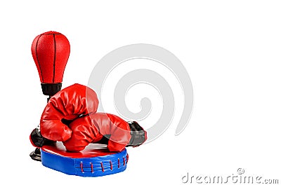 Red boxing gloves with dollar bills on a white background Stock Photo