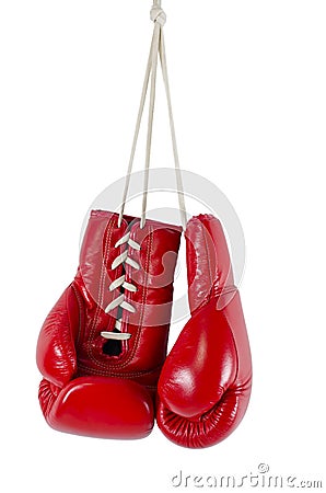 Red boxing gloves on white background Stock Photo