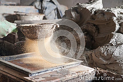 Cotto brick artisan at work Stock Photo