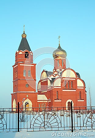 Red brick churh Stock Photo