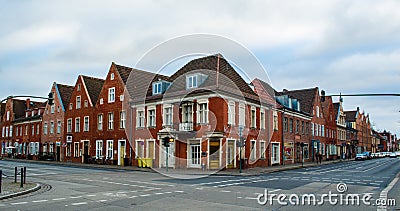 red brick houses are typical for dutch architecture in hollandisches viertel quarter of potsdam, germany....IMAGE Editorial Stock Photo