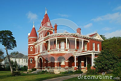 Red Brick Queen Anne Home Stock Photo