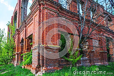 Red brick ruin of castle Stock Photo