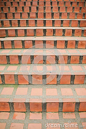 Red brick staircase Stock Photo