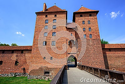 Red brick towers of the Teutonic Order Castle, Malbork, Poland Stock Photo