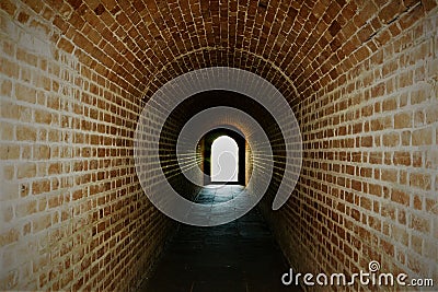 A red brick tunnel at Fort Cinch in Florida Stock Photo