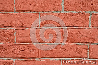 Red brick wall close perspective Stock Photo