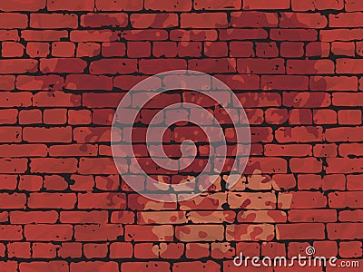 Red brick wall dirty background. Stock Photo