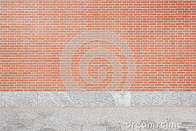 Red brick wall and stone tiled floor background Stock Photo