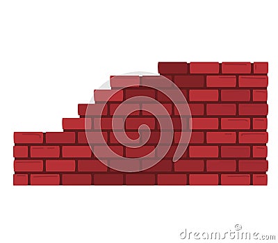 Red brick wall texture background. Solid brickwork pattern for construction and architecture Vector Illustration