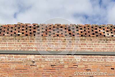 Red Bricked with Honeycombe Topped Wall Stock Photo