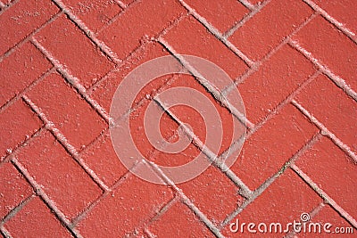 Red bricks herringbone pattern Stock Photo