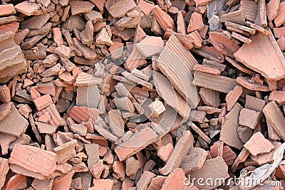 Red bricks rubble Stock Photo