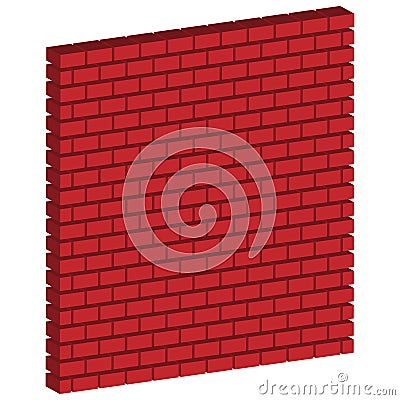 Red brickwall, brick wall. Masonry, stonework, building and architecture concepts icon, graphics Vector Illustration