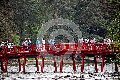 Red Bridge Hoan Kiem Lake Hanoi Editorial Stock Photo