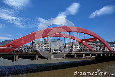 Red bridge Editorial Stock Photo