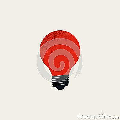Red bright light bulb vector icon. Symbol of ideas, creativity, innovation, invention. Vector Illustration