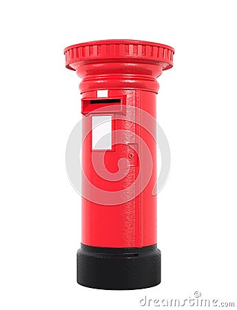 Red British postbox isolated on white background Stock Photo